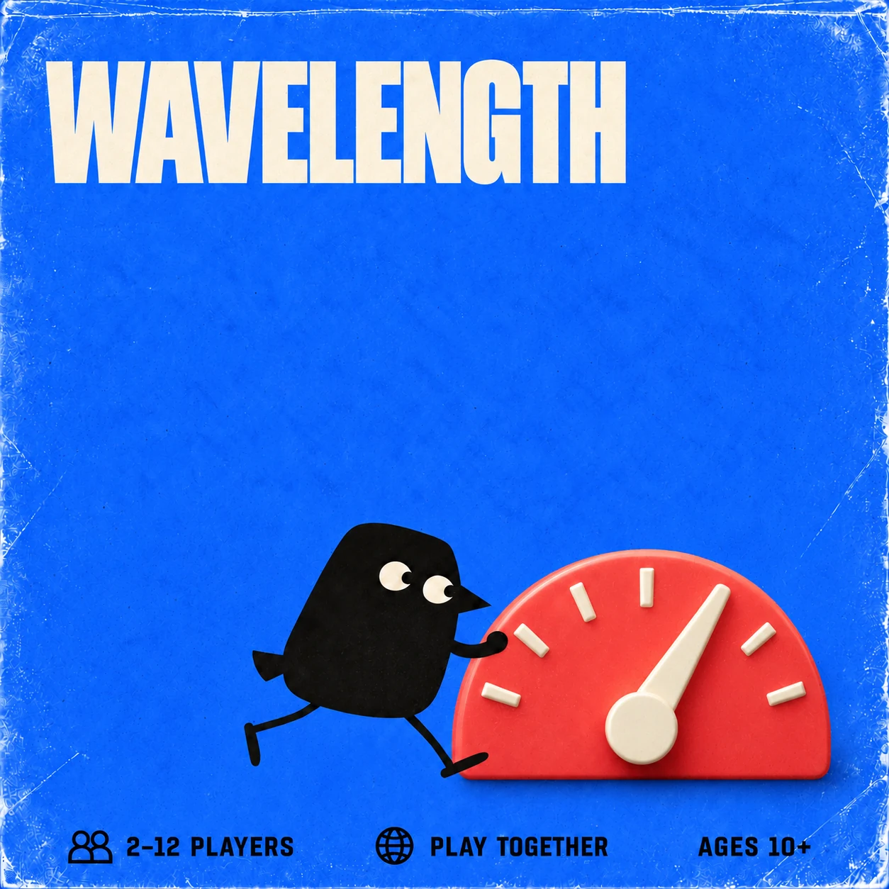 Wavelength cover with our black crow and a sculptural coral tuning dial. 2–12 players, play together, suggested ages 10+.